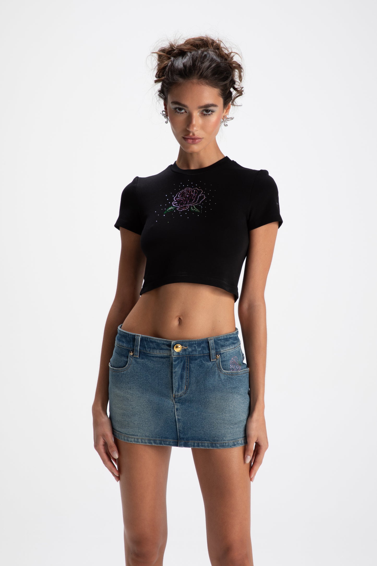 Chloe Rose Denim Mini Skirt