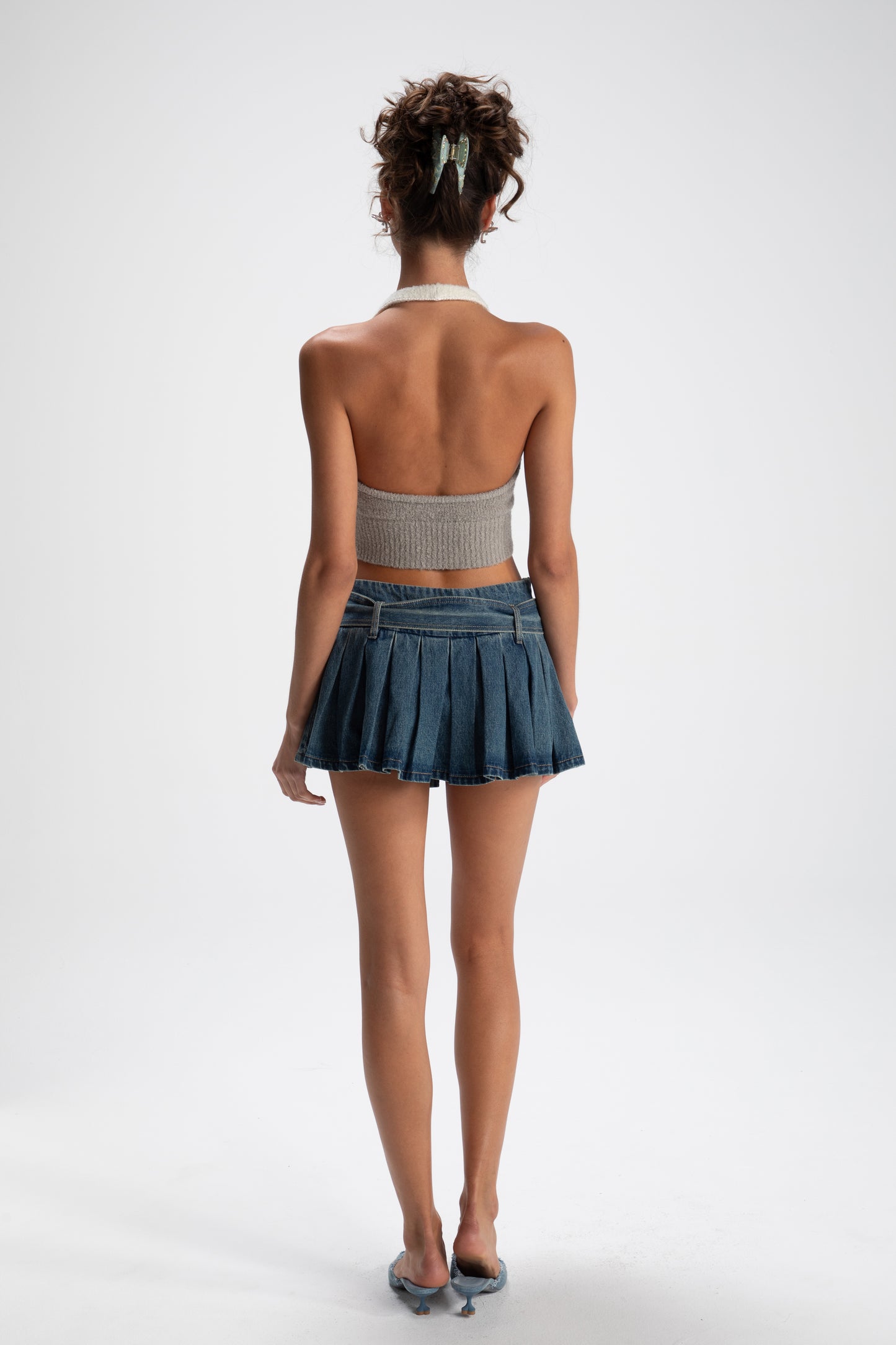 Macie Knit Halter Top (Grey) (Final Sale)