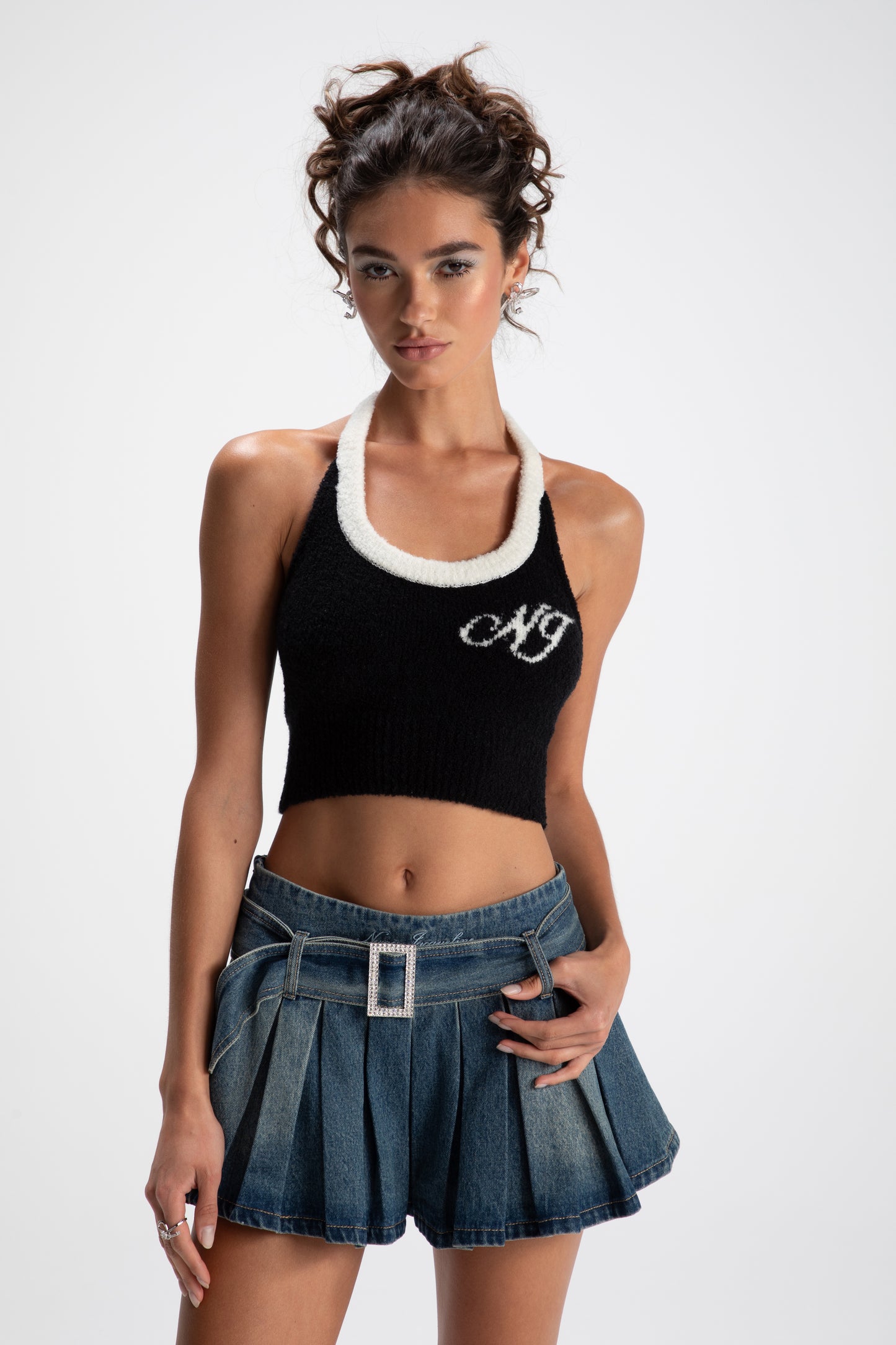 Macie Knit Halter Top (Black) (Final Sale)