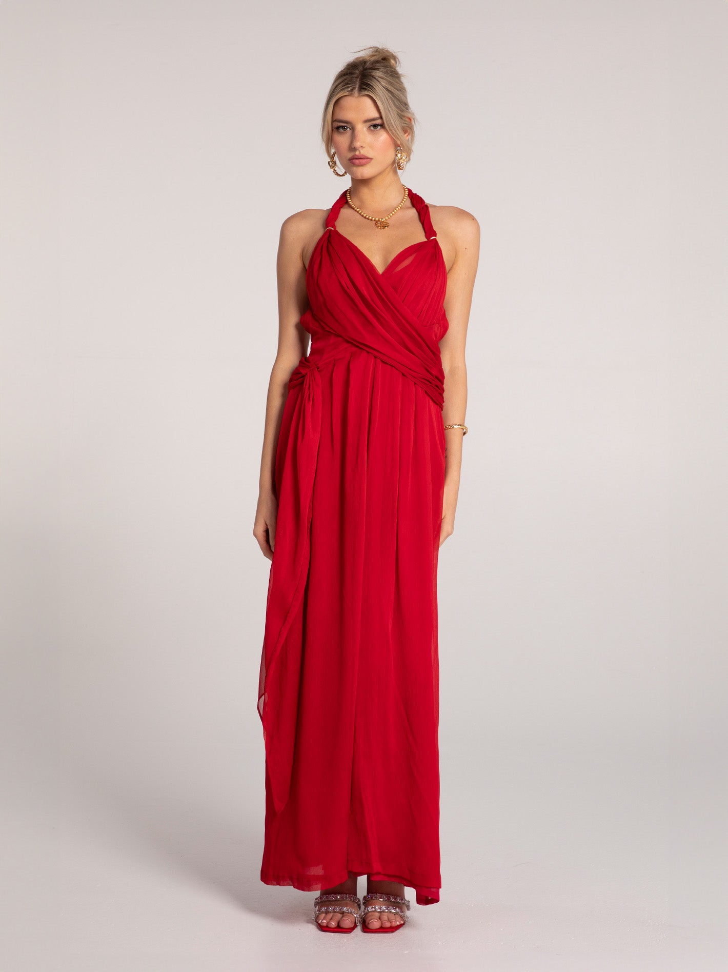 Amber Chiffon Dress (Red)