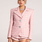 Maya Lapel Suit Jacket (Pink Checkered)