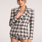 Maya Lapel Suit Jacket (Black Checkered)