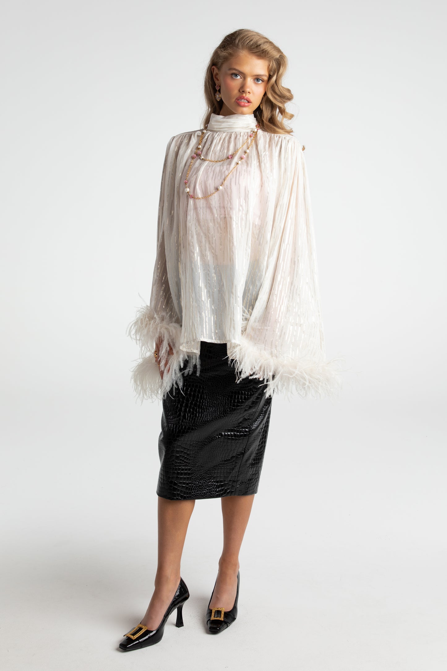 Keira Feather Top (White)