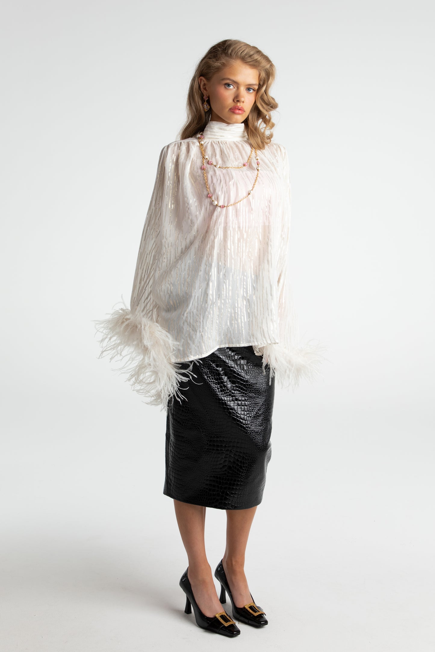 Keira Feather Top (White)