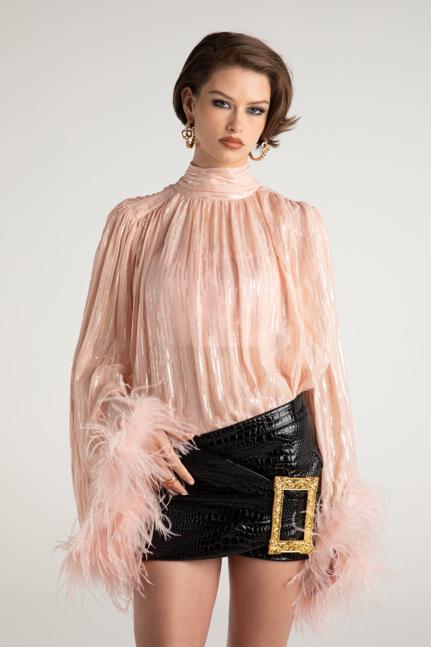 Keira Feather Top (Pink)