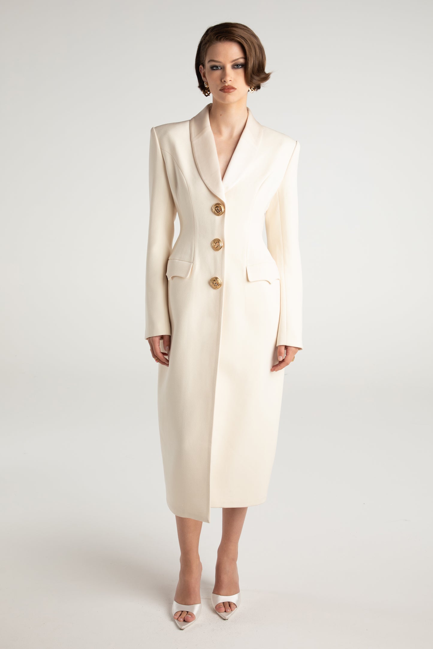 Evie Long Suit Jacket (White)