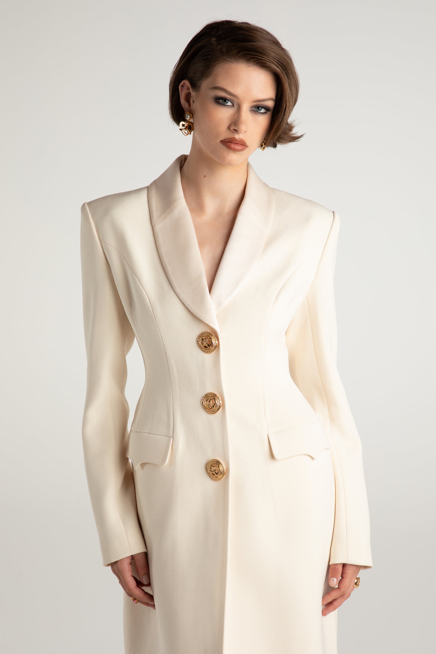 Evie Long Suit Jacket (White)