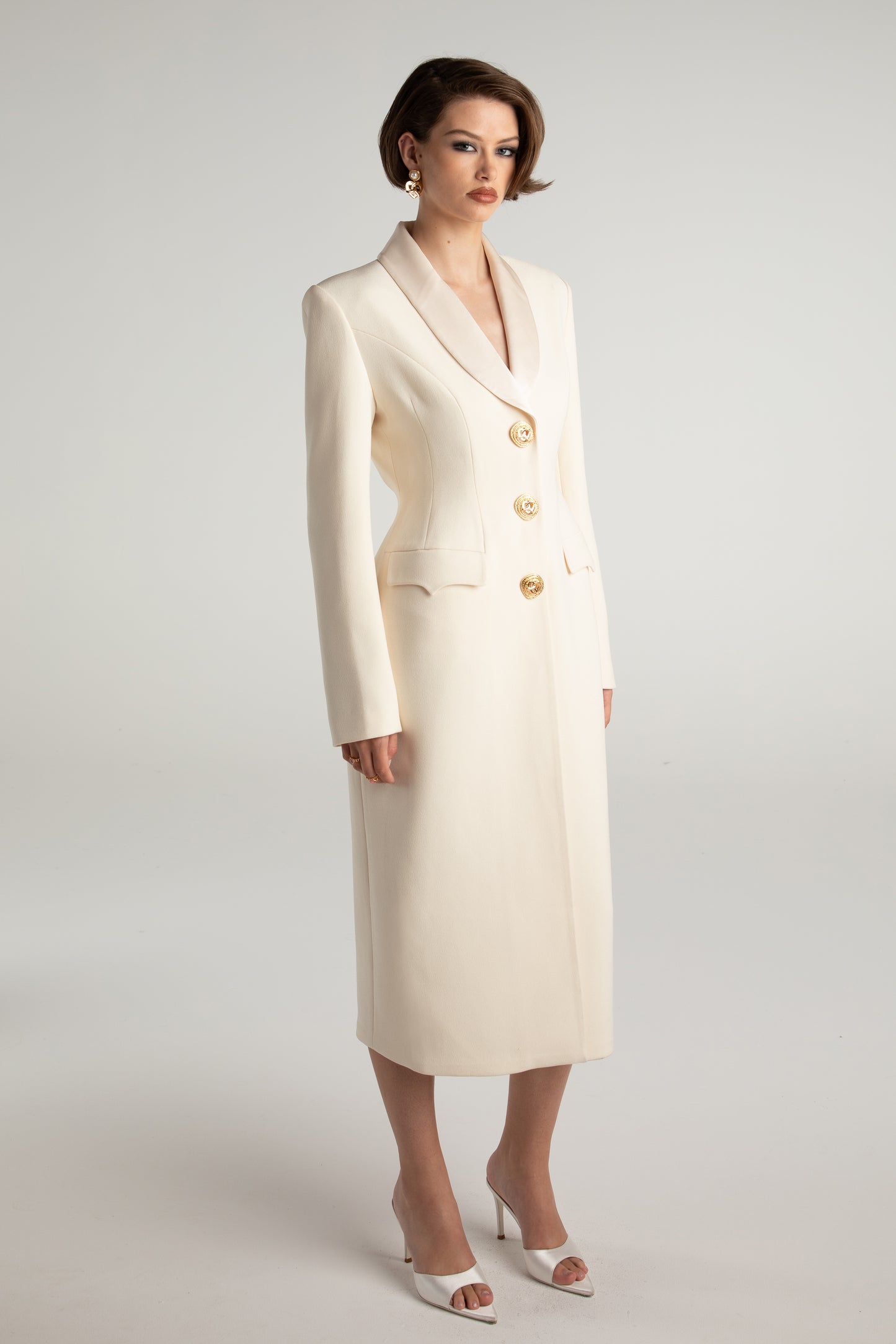 Evie Long Suit Jacket (White)