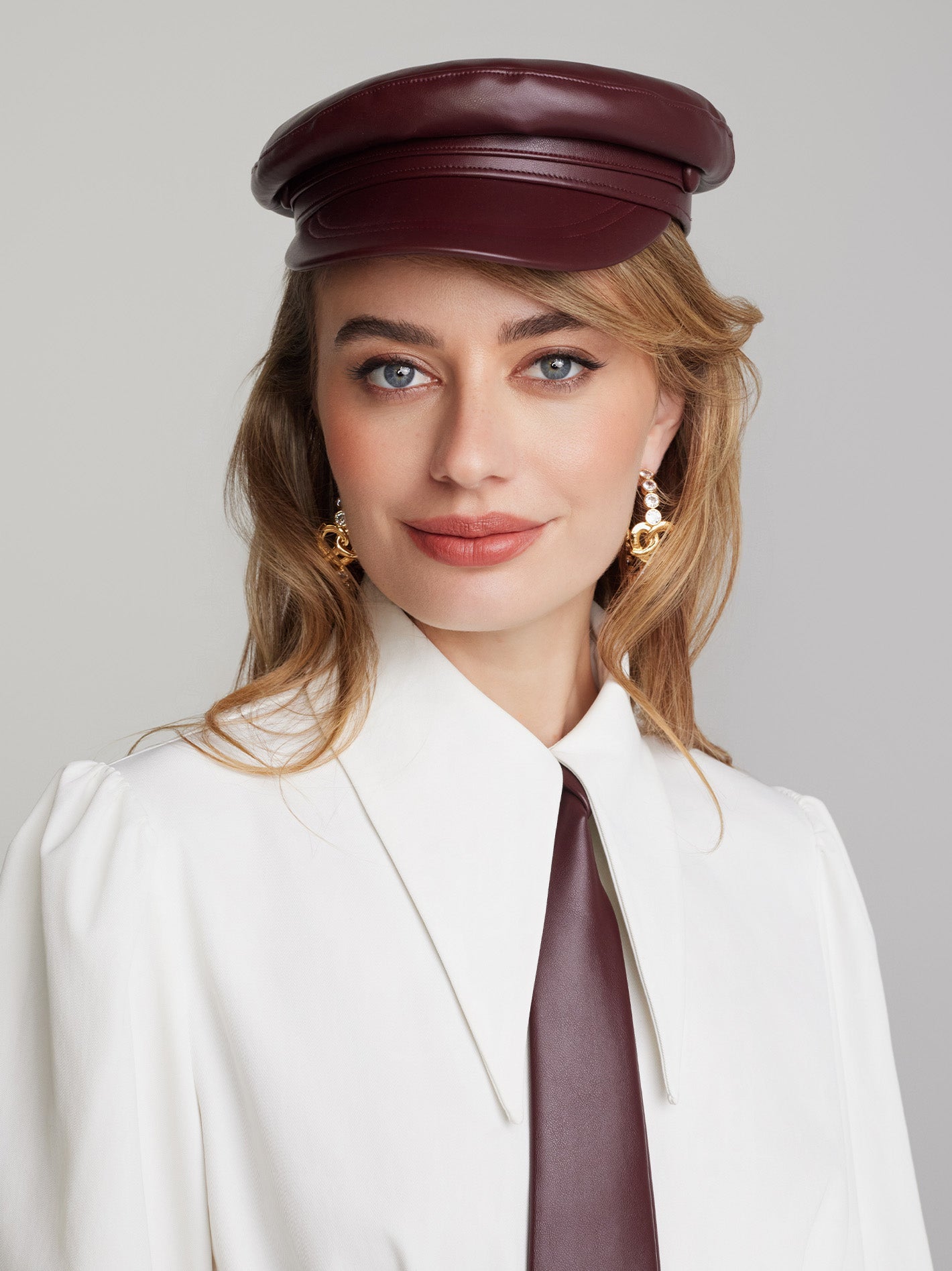 Mirabel Faux Leather Hat (Brown)