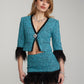 Daphne Feather Tweed Coat (Blue)