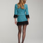 Daphne Feather Tweed Coat (Blue)