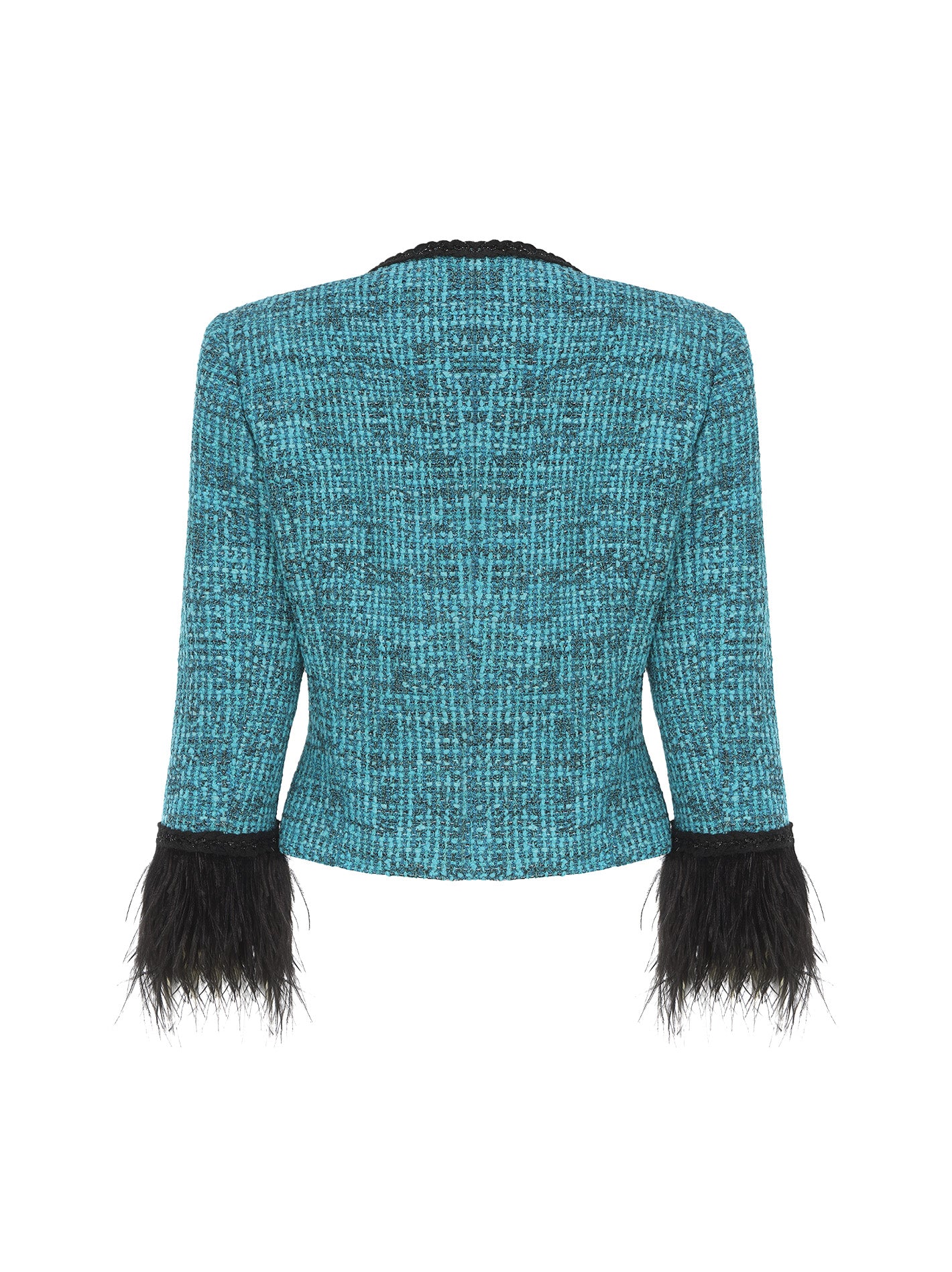 Daphne Feather Tweed Coat (Blue)