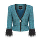 Daphne Feather Tweed Coat (Blue)