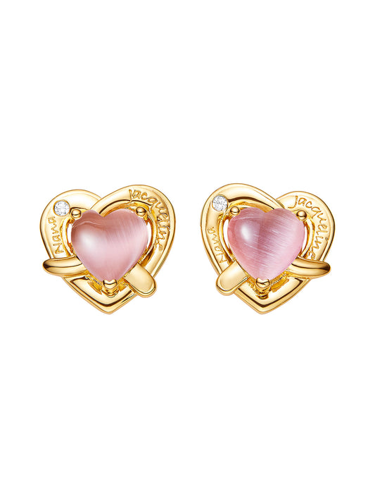 Ambre Heart Earrings (Pink)