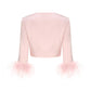 Ambre Satin Feather Top (Pink)