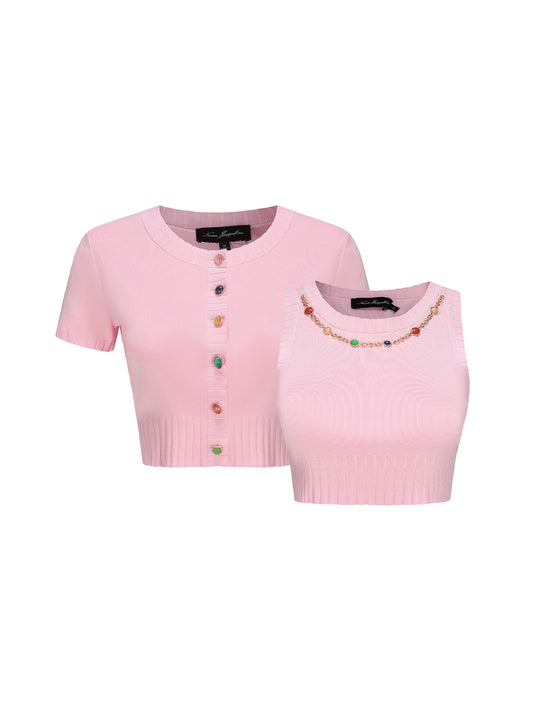 Kennedy Knit Top Set (Pink)