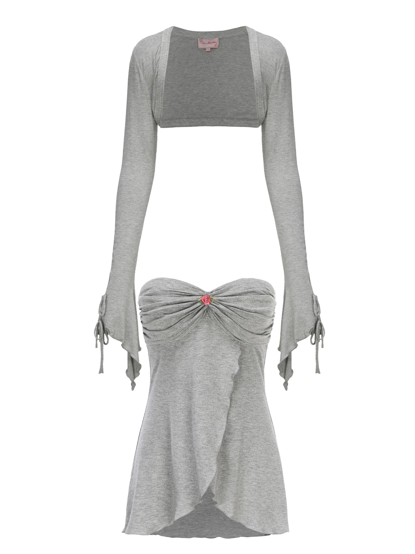 Aubrey Top + Cardigan Set (Grey) (Final Sale)