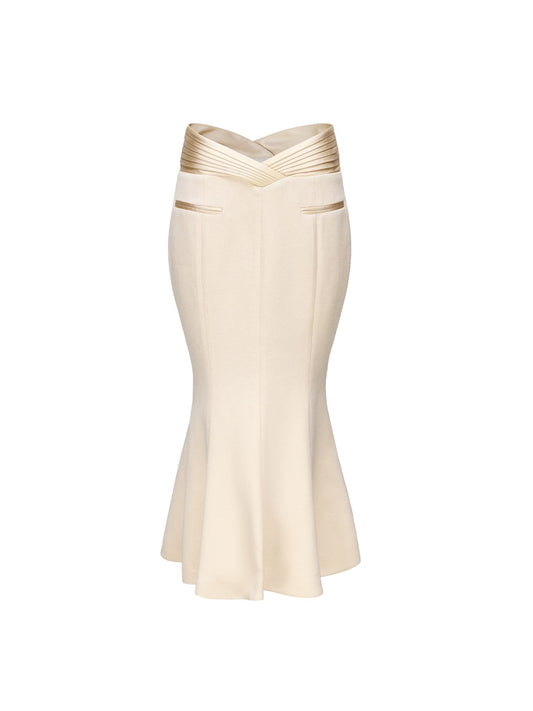 Belle Satin Skirt (Beige (Final Sale)