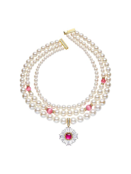 Emily Pearl Necklace (Pink)