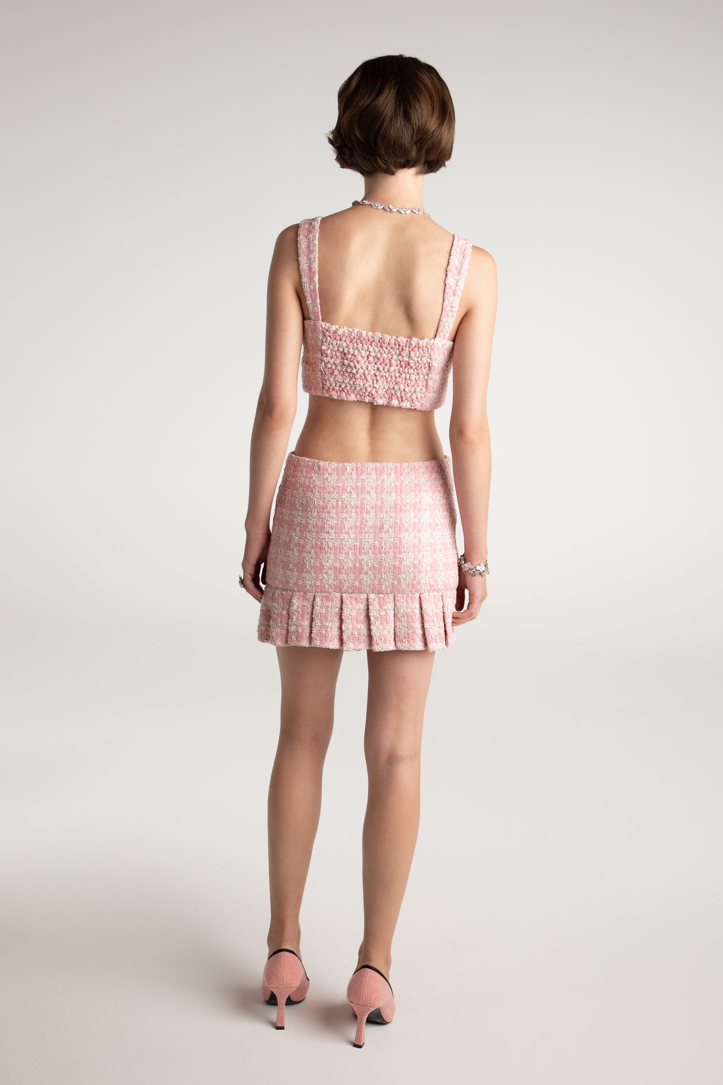 Chelsea Tweed Skirt Set  (Pink) (Final Sale)