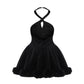 Juliet Velvet Halter Dress (Black)