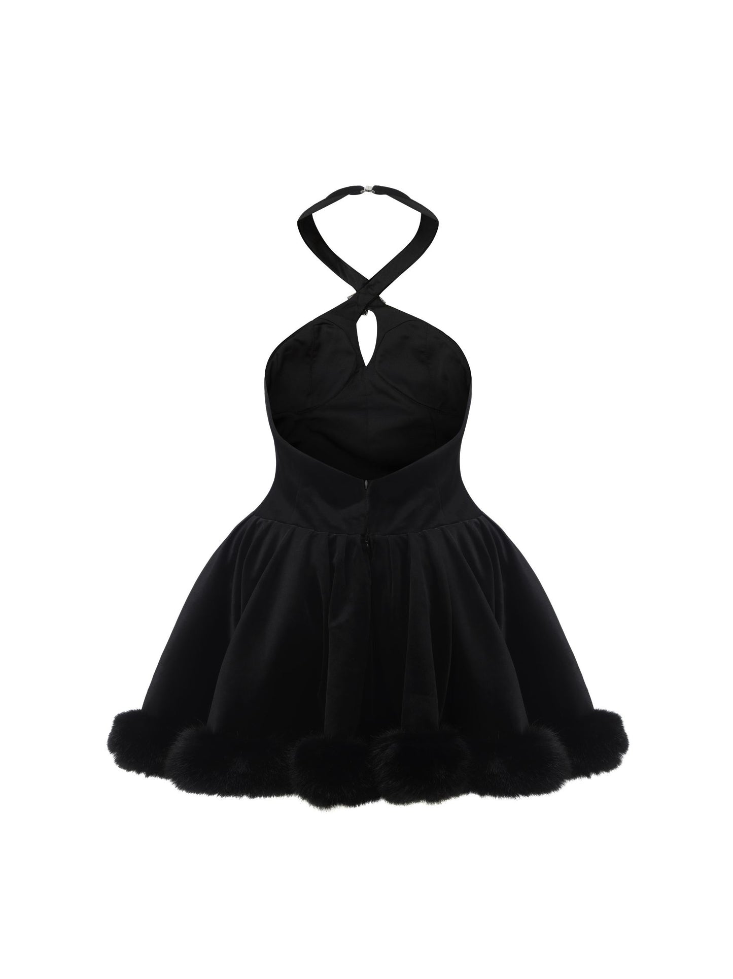 Juliet Velvet Halter Dress (Black)