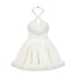 Juliet Velvet Halter Dress (White)