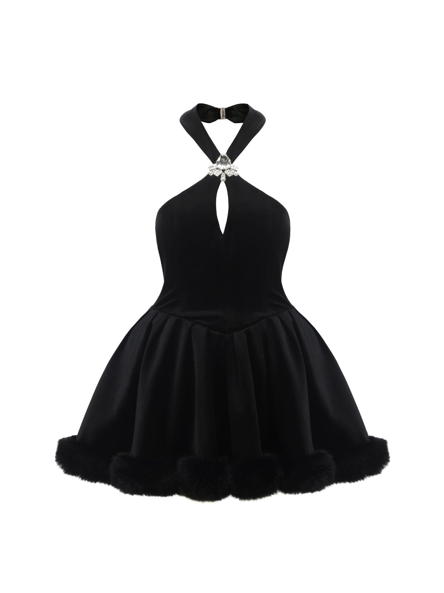 Juliet Velvet Halter Dress (Black)