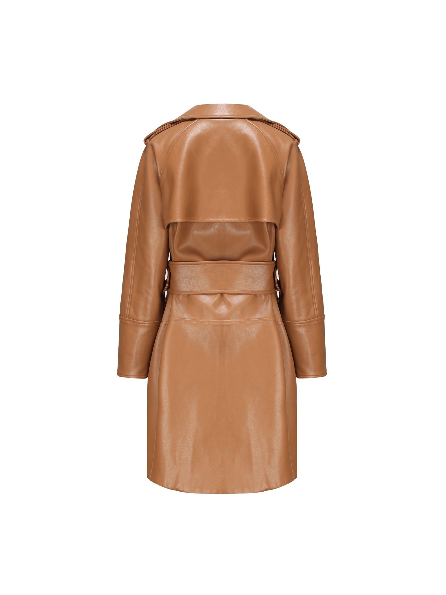 Keira Leather Trench Coat (Brown) (Final Sale)