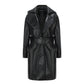 Keira Leather Trench Coat (Black) (Final Sale)