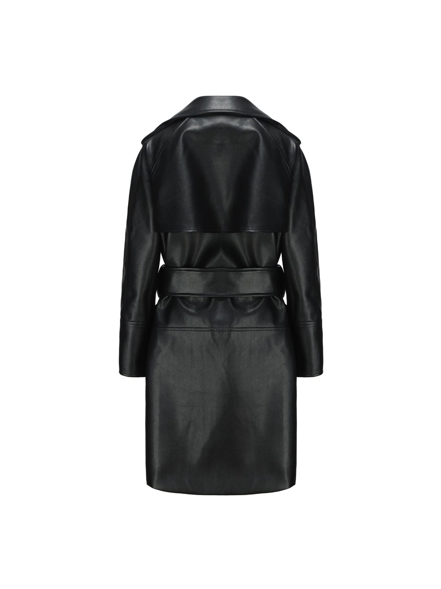 Keira Leather Trench Coat (Black) (Final Sale)