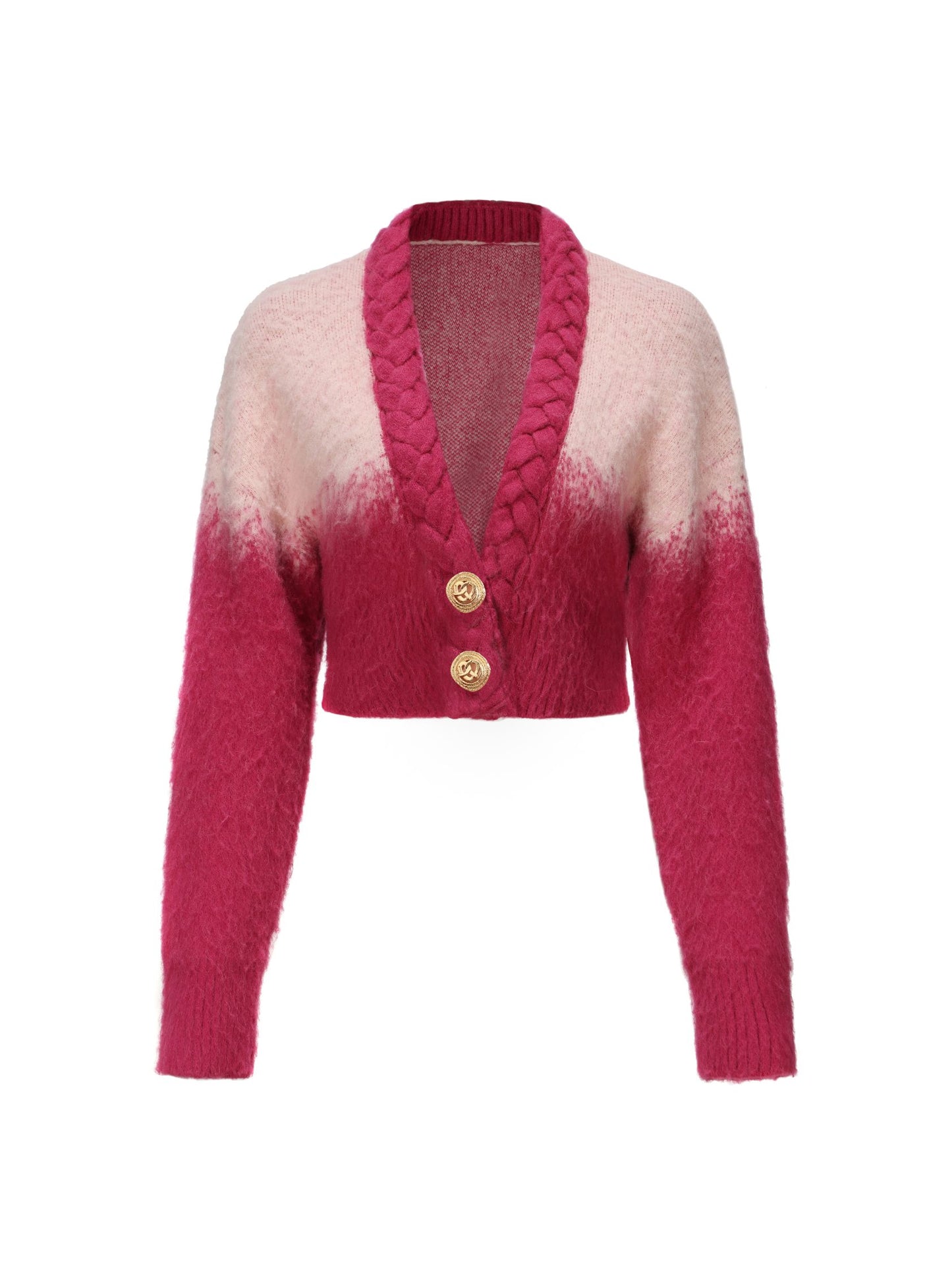 Daphne Diamond Knit Crop Cardigan (Pink) (Final Sale)