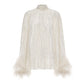 Keira Feather Top (White) (Final Sale)