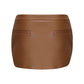 Miranda Leather Mini Skirt (Brown)