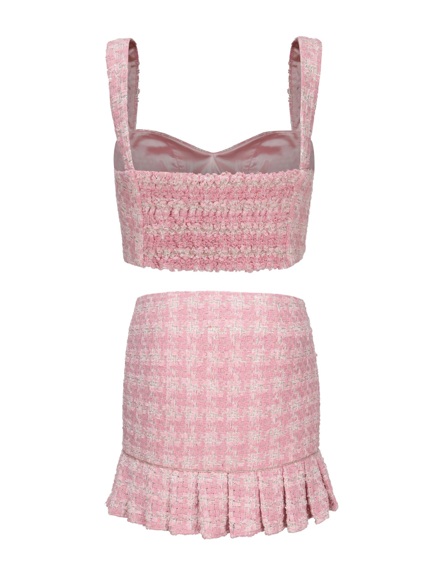 Chelsea Tweed Skirt Set  (Pink) (Final Sale)