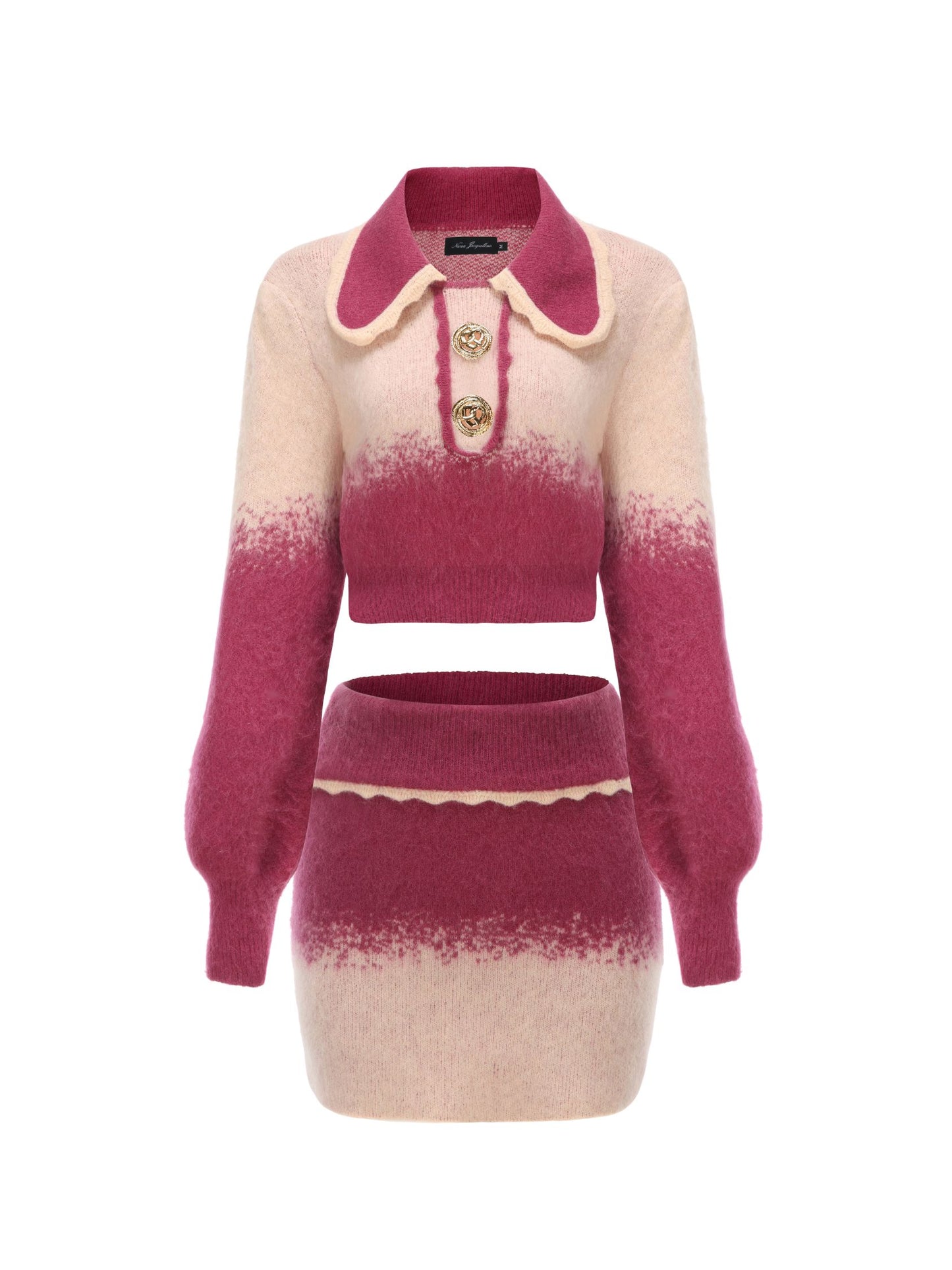 Emily Knit Cardigan Set (Magenta) (Final Sale)