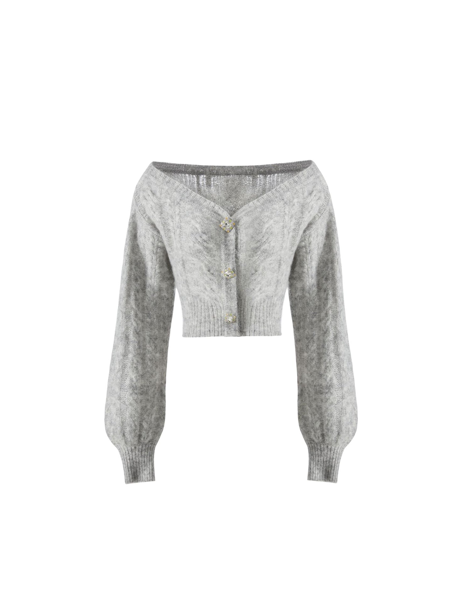 Eva Off Shoulder Cardigan (Grey)