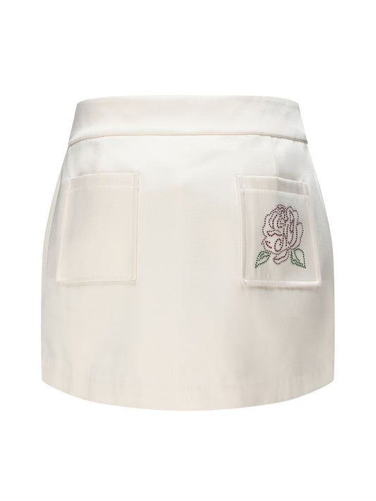 Elle Satin Mini Skirt (White) (Final Sale)