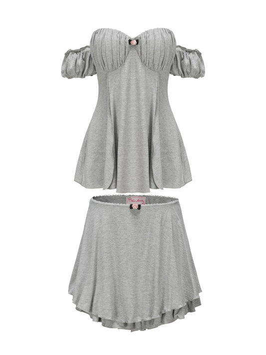 Heidi Top + Skirt (Grey) (Final Sale)