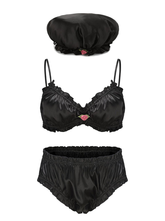 Isabella Silk Intimates Set (Black) (Final Sale)