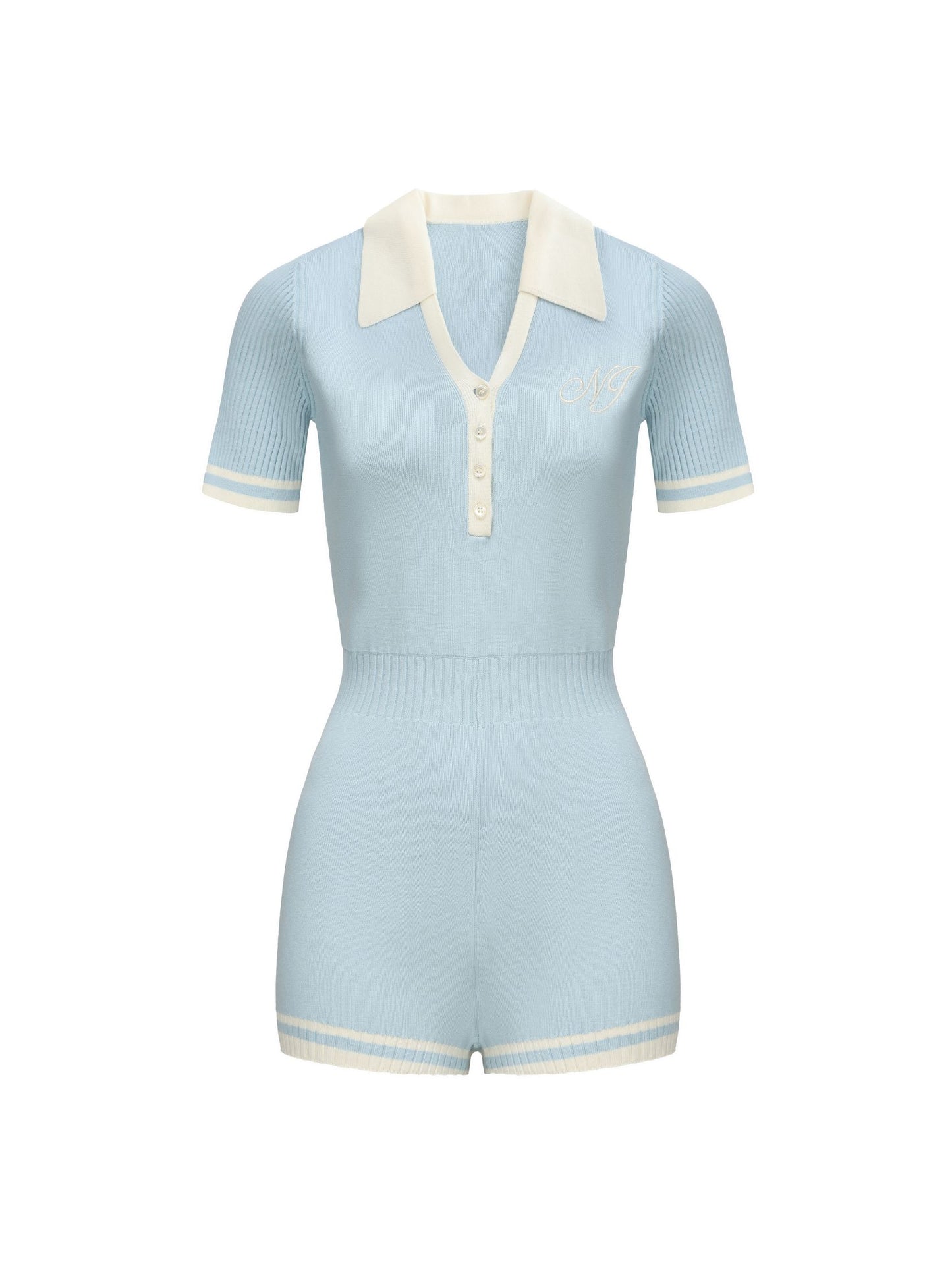 Lexi Knit Romper (Blue)