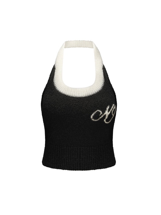 Macie Knit Halter Top (Black) (Final Sale)