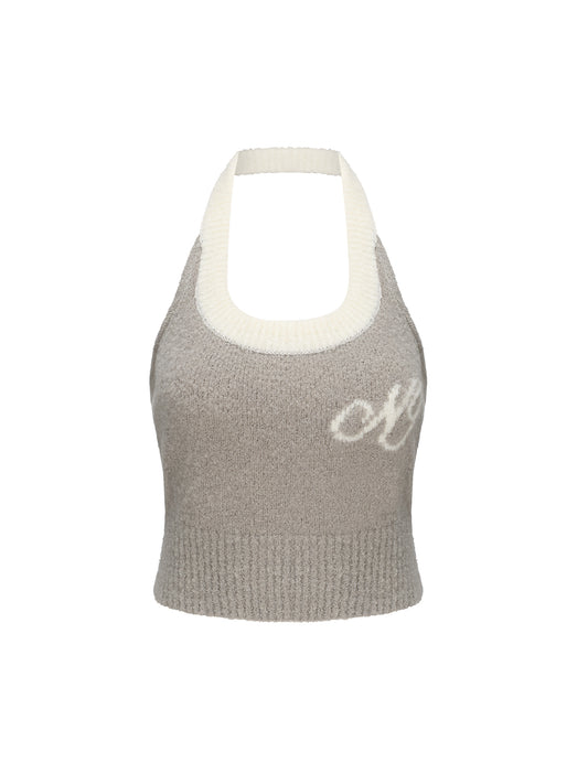 Macie Knit Halter Top (Grey) (Final Sale)