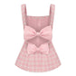 Anabella Bow Top (Pink Checkered)