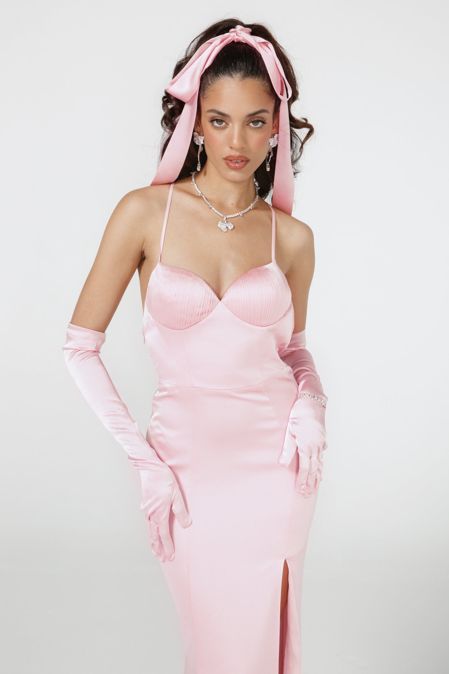 Angelique Bow Dress (Pink) (Final Sale)