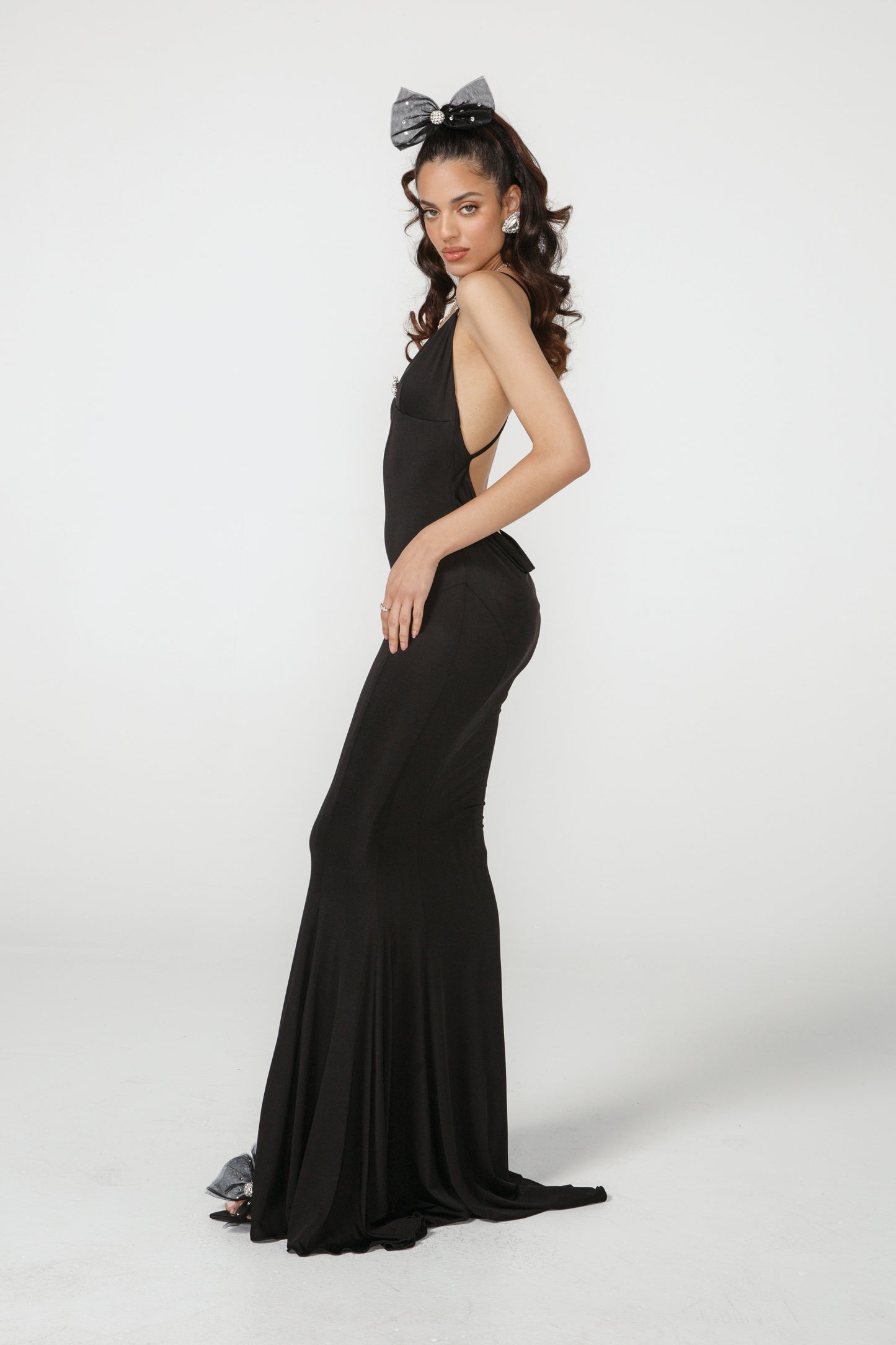 Tatiana Silk Diamond Dress (Black) (Final Sale)