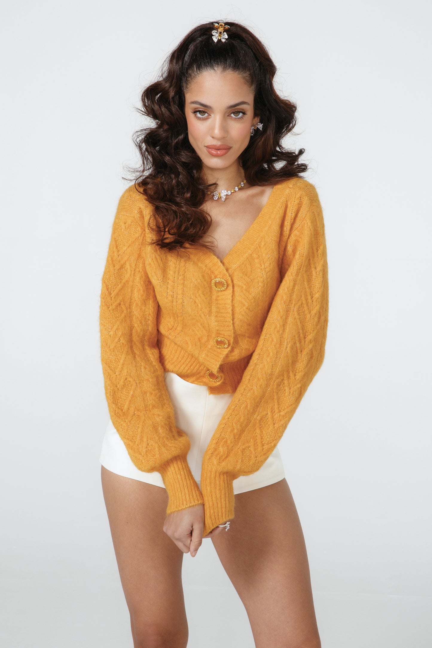 Eva Off Shoulder Cardigan (Yellow)