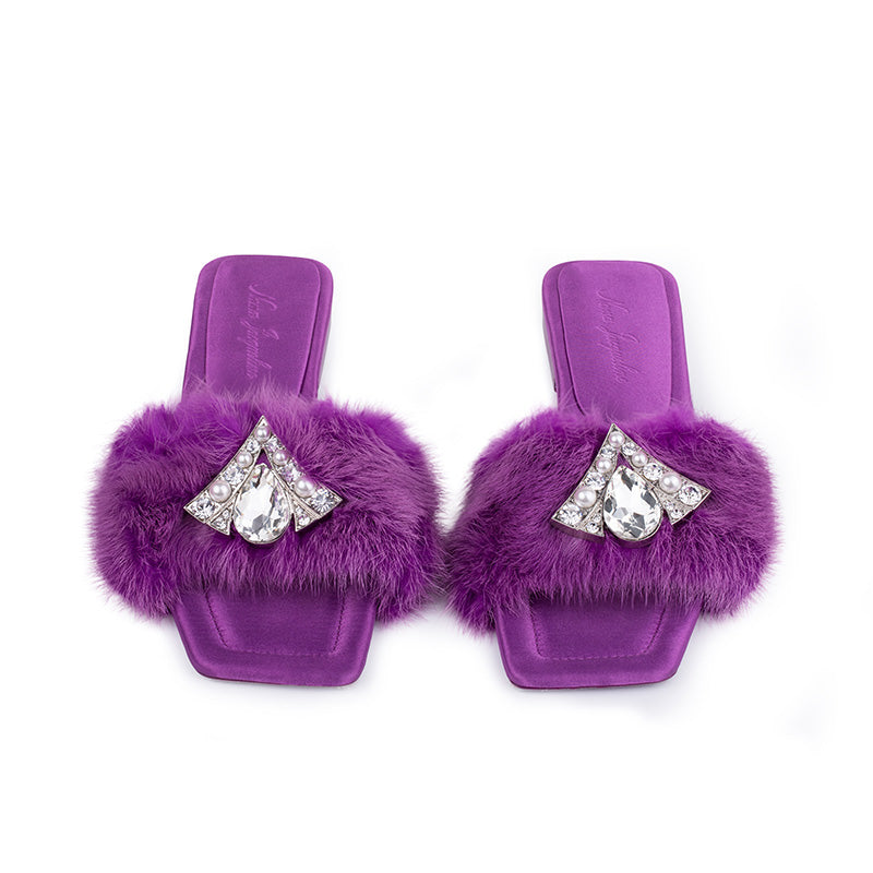 Chantal Fur Sandals (Purple) (Final Sale)