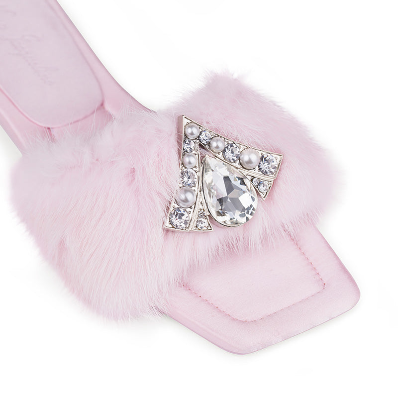 Chantal Fur Sandals (Pink) (Final Sale)