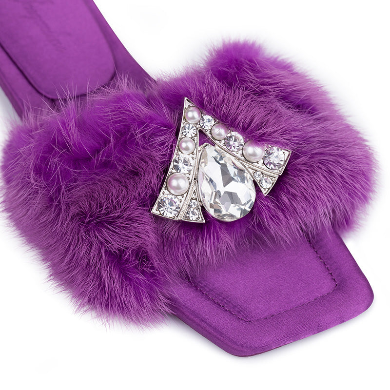 Chantal Fur Sandals (Purple) (Final Sale)